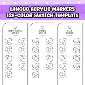 Druckbare Languo Markers 126-Color Swatch Vorlage mit Löchern | DIY Brush Acrylic Marker Farbkarte | PDF Test Blatt mit einseitigem Marker