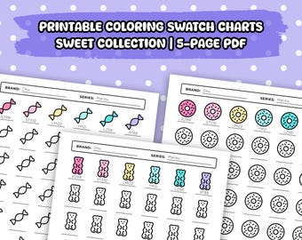 Printable Coloring Swatch Charts PDF | cute Alcohol and Acrylic Marker ...