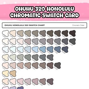 Printable Ohuhu 320 Honolulu Marker Swatch Charts | Chromatic Order | Alcohol Marker Test Sheets PDF | Digital Coloring Hex Palette Template