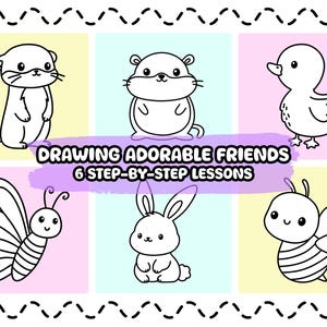 How to Draw Adorable Friends (Pack A) | 6 Cute Animals with Step-by-Step Lessons for Kids | PDF for Printer, iPad, and Procreate | Beto Fer