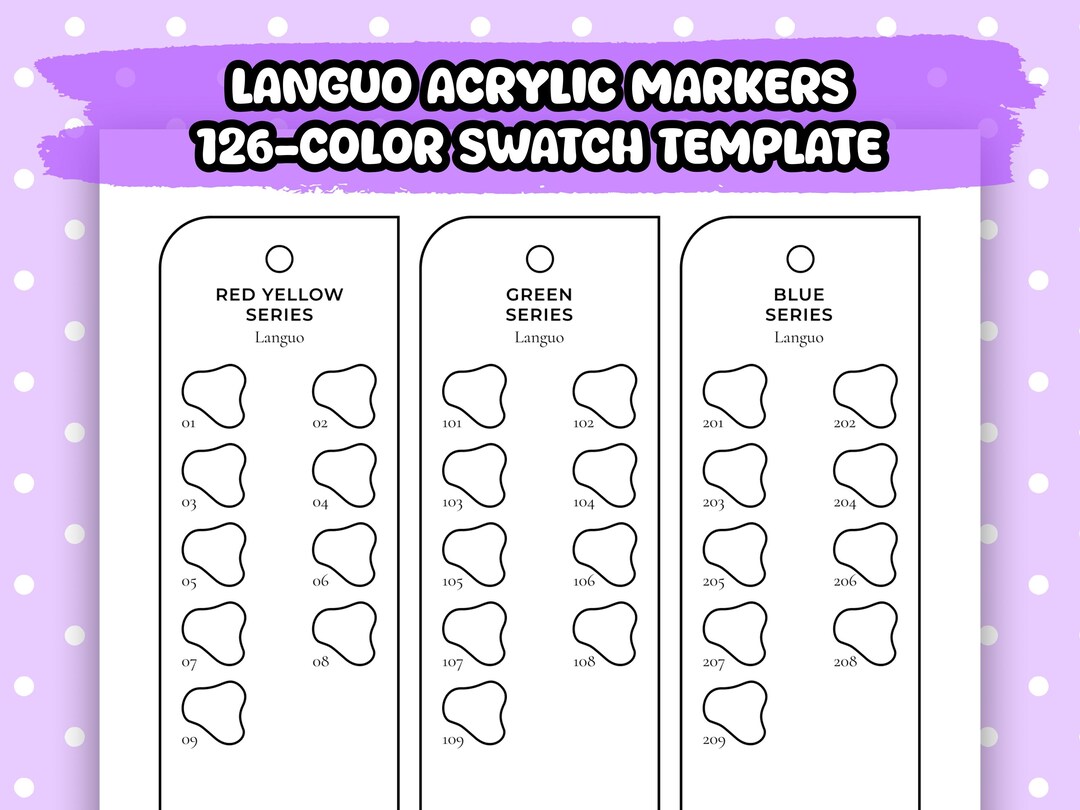 Marker Inscription Worksheet.pdf Printable Languo Markers 126-color Swatch Template (14 Series) | DIY ...