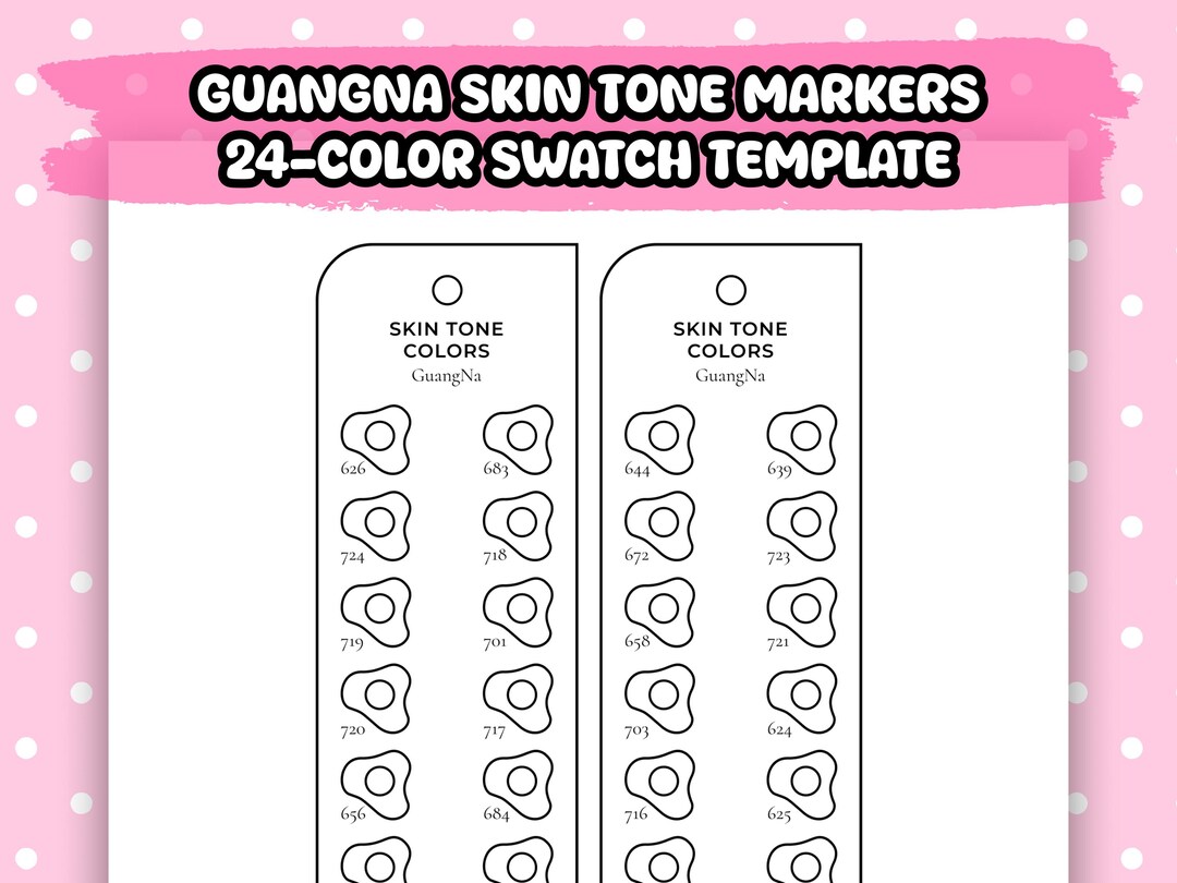 Printable Guangna Skin Tone 24-color Swatch Template With Holes Brush ...