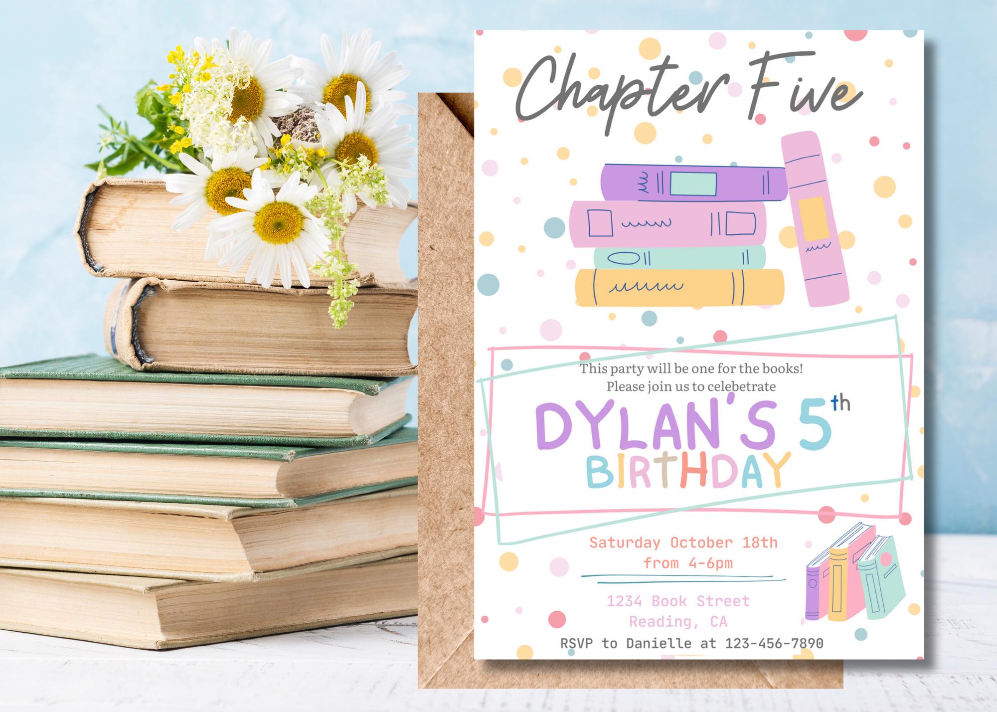 Editable Chapter Birthday Invitation, Book Invitation, Any Age Birthday ...