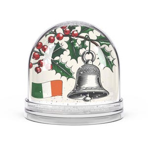 Bola de nieve festiva, regalo navideño, adorno navideño, decoración invernal para el hogar, campana, temática irlandesa.