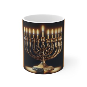 Hanukkah Gift Mug, 11oz Ceramic Cup for Jewish Celebration, Kitchen Decor, Birthday Present Mug