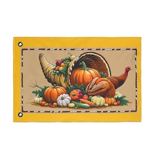 Flag, Autumn Harvest Double Sided, Thanksgiving Decoration, Fall Home Decor, Holiday Banner, Thankful Grateful Flags, Bounty Celebration
