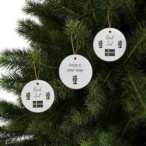 Christmas Swedish Heritage Decorative Ceramic Ornaments, Double-Sided (1pc, 3pcs, 5pcs, 10pcs) - Jean&#39;s World Holiday Design, Christmas
