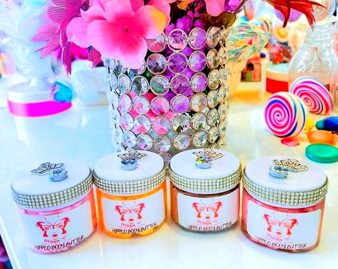 Pick any 4 Sampler Pack - 2 oz each Men and Women Whipped Body Butter skin candy. You can personalize your Bling Lid with initial