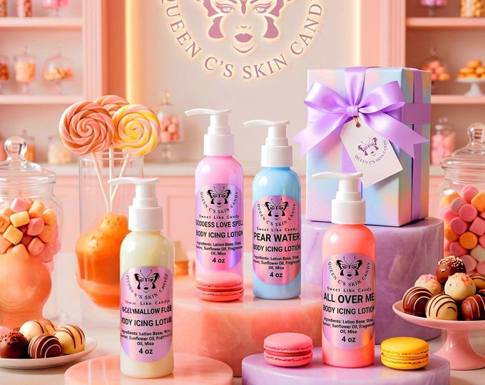 4-Piece Bundle Gift Set Body Icing Lotion 8oz & 4oz (over 70 scents available) |Hand Lotion| Nourishing Body Cream| Dry Skin Moisturizer