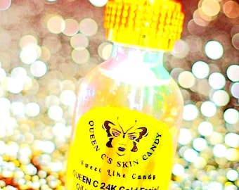 Queen C's 24K Gold Facial Oil with Rosehip Oil & 24K Gold Flakes-unscented or lightly scented 1oz or 2oz|Natural Skincare| Organic Skincare