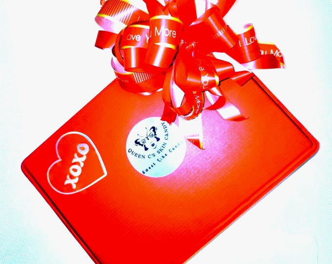 Valentine's Day Gift Box - Whipped Body Butter, Sugar Scrub, Body Oil, Body Lotion, Handmade Soap, Scented Candle and gift from Queen C