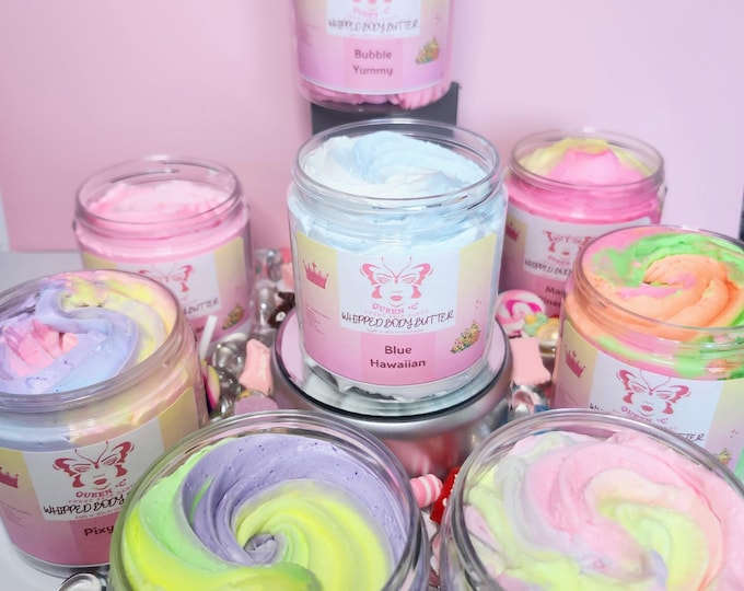 The "Candy Shop" Collection - Whipped Body Butter skin candy 8 oz, 4 oz & 2 oz - You can personalize your Bling Lid with initial