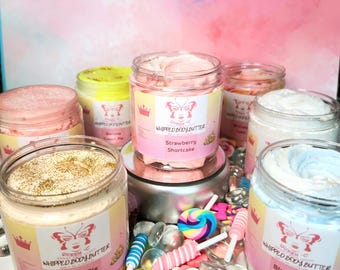 Bakery Shop Collection- Men and Women Whipped Body Butter skin candy 8 oz, 4 oz & 2 oz - You can personalize your Bling Lid with initial