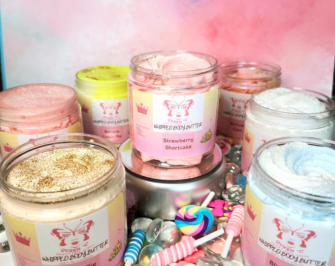 Bakery Shop Collection- Men and Women Whipped Body Butter skin candy 8 oz, 4 oz & 2 oz - You can personalize your Bling Lid with initial