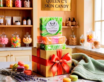 Handmade Soap Gift Box: 5 Natural Shea Butter Soap Bars with Pouch