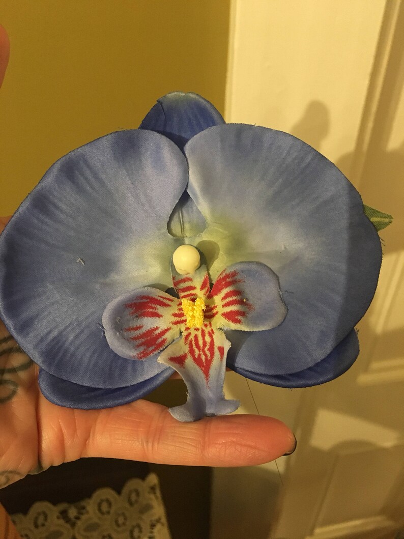 Perfect blue orchid hair flower clip