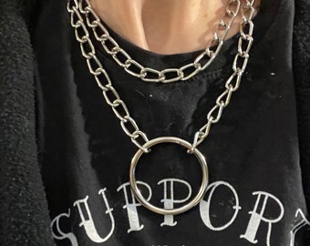 Large oring double nickel plated chain choker