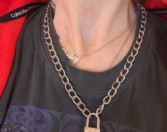 Silver Lock chain choker