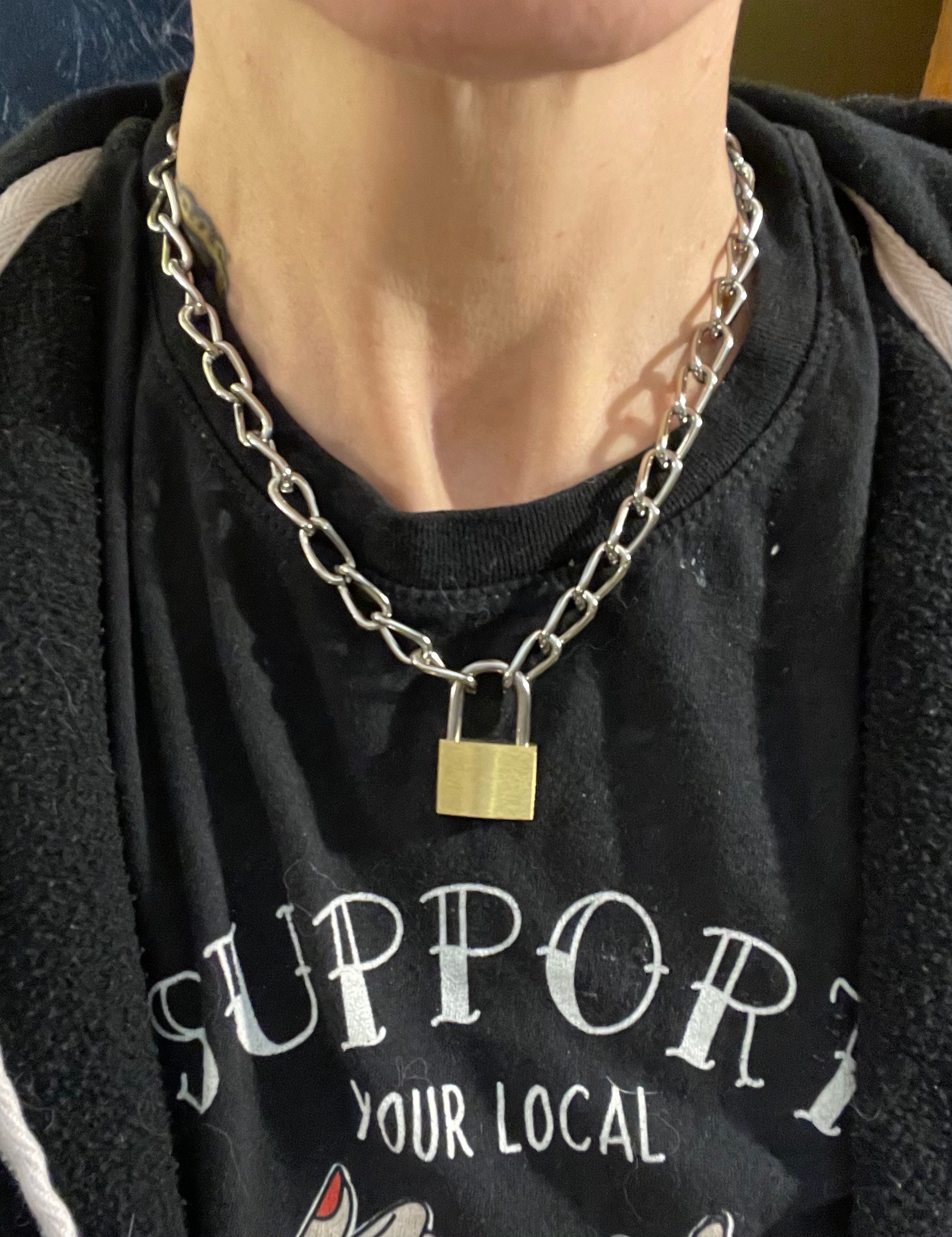 Lock chain choker Etsy Nederland