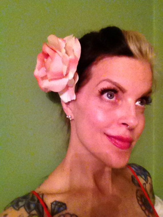 Soft Pink Silk Rose Pinup Hair Flower Clip Wedding Etsy