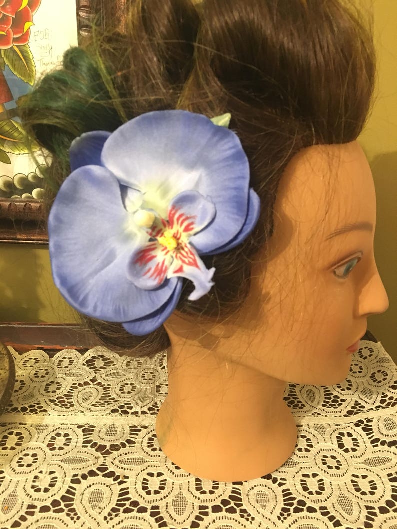 Perfect blue orchid hair flower clip