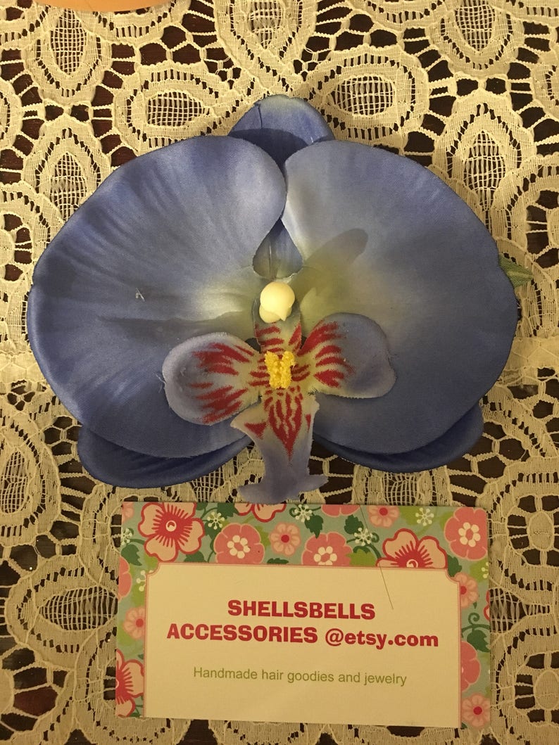 Perfect blue orchid hair flower clip