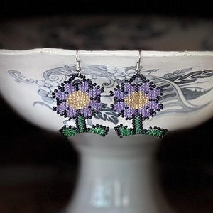 Purple Flower Earrings