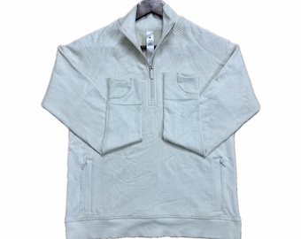Suéter deportivo LULULEMON Engineered Warmth con media cremallera – Texturizado crema-blanco roto – Talla 8 para mujer