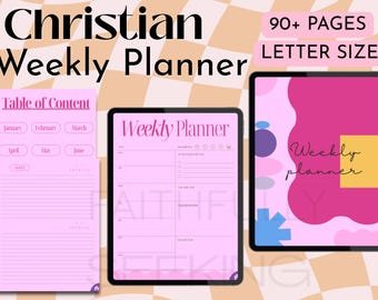 Christlicher Wochenplaner | Undatiertes Bibel-Journal (Digitaler Download) Goodnotes, Notability, 2026, 2027, 2028, Porträt| Druckbar