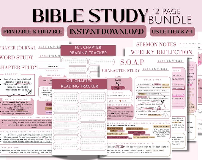 Editable Bible Studytemplate in Canva Bundle, Bible Study Tool Template ...
