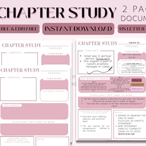 聖書章学習テンプレート：印刷可能な学習ガイド（PDFダウンロード A4/レターサイズ）