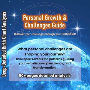 Leitura do Mapa Astral - Relatório de Crescimento Pessoal e Desafios - Mapa Natal Digital para Autoaperfeiçoamento e Equilíbrio Emocional - Presente de Aniversário
