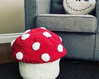 Crochet Mushroom Floor Pouf Pattern/Pouf Cover/Reusable Pouf/(Note: DIGITAL Pattern Only)