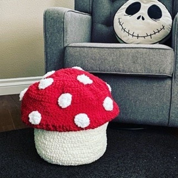 Crochet Mushroom Floor Pouf Pattern/Pouf Cover/Reusable Pouf/(Note: DIGITAL Pattern Only)