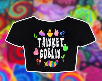 Trinket Goblin crop top - rave wear , edm , riddim , dubstep , edm merch