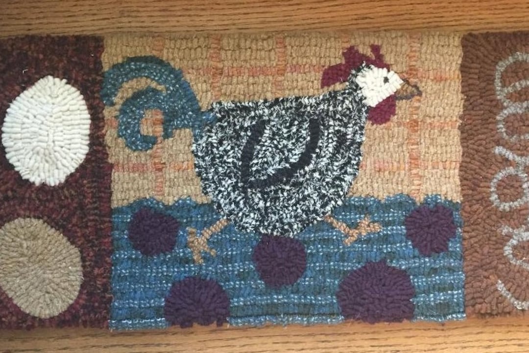 Chicken Tools Rug Running Chicken Rug Hooking Design, Downloadable, Wool Applique, Sewing ...