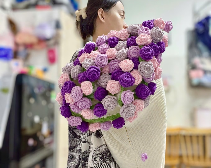 Handmade Crochet Flower Bouquet Blanket: Elegant Floral Throw