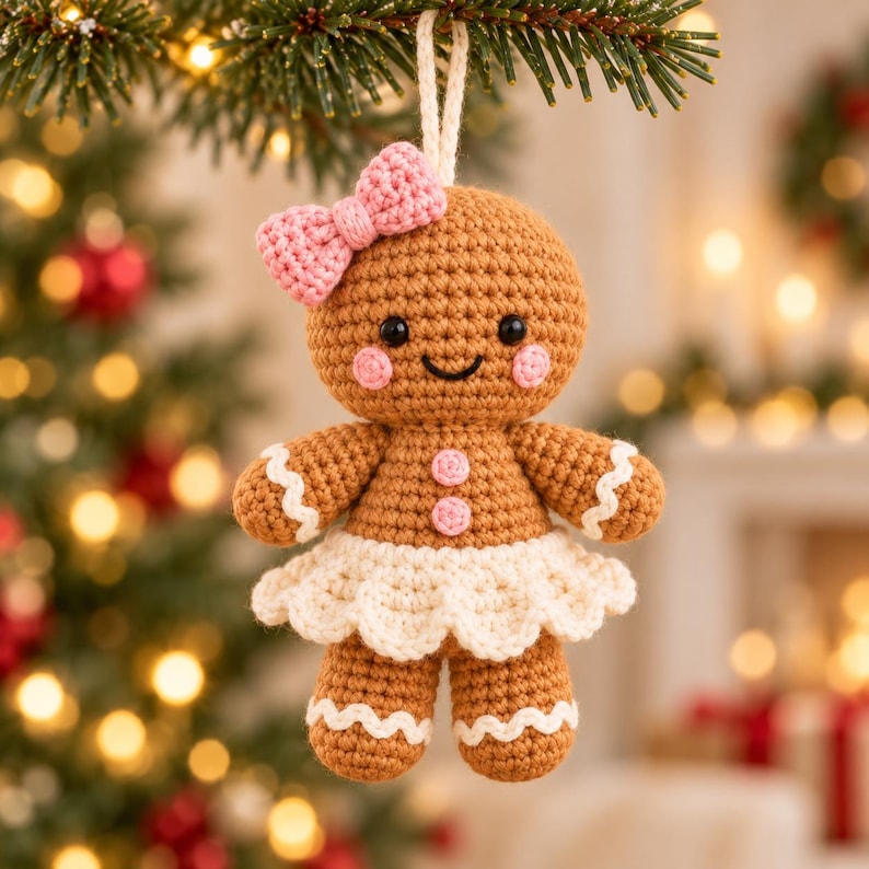 Crochet Gingerbread Ornament,handmade Christmas Tree Decoration,cute ...