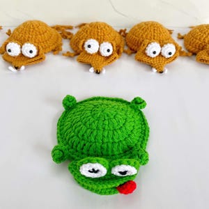 Crochet Squirrel & Lizard Mug Rug, Animal Crochet Coasters, Amigurumi Cup Holder, Cute Handmade Drink Mat, Turtle Mouse Goose Frog Coasters image 7