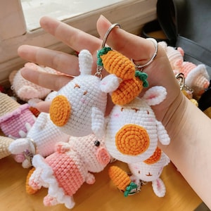 Handmade Crochet Bunny Keychain: Eco-Friendly Rabbit Bag Charm
