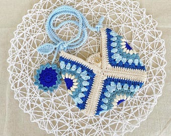 Crochet Granny Square Tote Bag: Handmade Boho Beach Bag