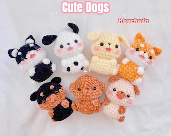 Lindo llavero de perro a crochet, mini llavero de perro amigurumi a crochet hecho a mano, peluche de perro a crochet, regalos lindos para amantes de los perros, llavero bonito