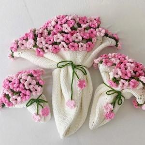 Handmade Crochet Rose Bouquet Blanket: Elegant Floral Throw