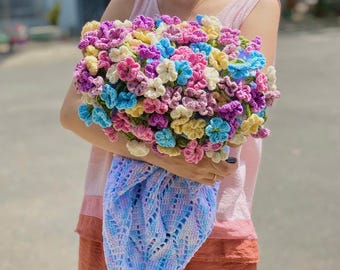 Crochet Flower Bouquet Blanket: Handmade Floral Sofa Throw