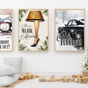 Set of 3 Christmas Movie Inspired Art Prints | Digital Download | Christmas movie quotes posters | A Christmas Story | Funny Christmas decor