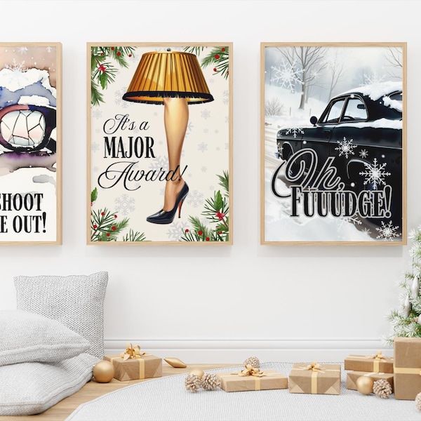 Set of 3 Christmas Movie Inspired Art Prints | Digital Download | Christmas movie quotes posters | A Christmas Story | Funny Christmas decor