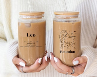 Leo Sipper Glass, 16oz with Zodiac Design