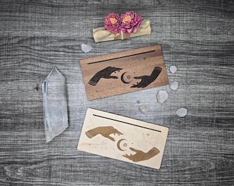 Engraved Wood Tarot Holder: Star Struck Altar Decor Card of the day holder