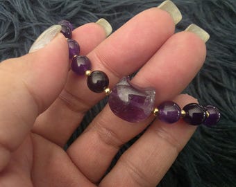 Crystal Cat Charm Bracelet | Choose Your Stone | Rose Quartz, Amethyst, Tiger Eye, Labradorite