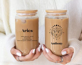 Aries Sipper Glass, 16oz with Zodiac Design